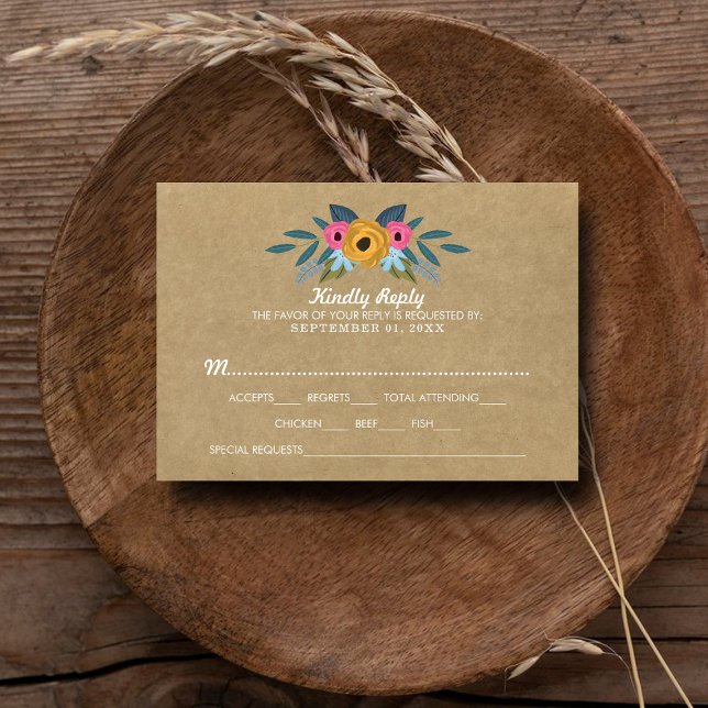 Die Rustikale Kraft-Blumenzwiebelsammlung RSVP Karte (Von Creator hochgeladen)