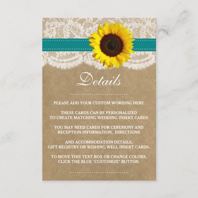 Die rustikale Kraft Sonnenblumen-Hochzeitssammlung Begleitkarte (Vorderseite)