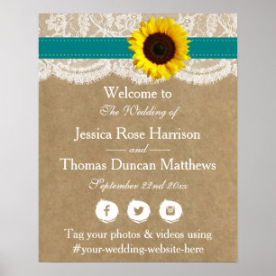 Die rustikale Kraft Sonnenblumen-Hochzeitssammlung Poster