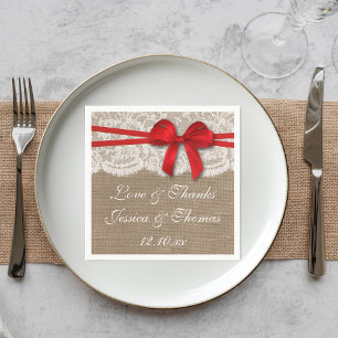 Die rustikale Red Bow Wedding Collection Serviette