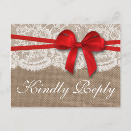 Die rustikale Red Bow Wedding Collection UAWG Einladungspostkarte