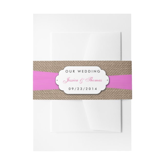 Die rustikale rosa Bow-Hochzeitskollektion Einladungsbanderole (Vorderseite Beispiel)