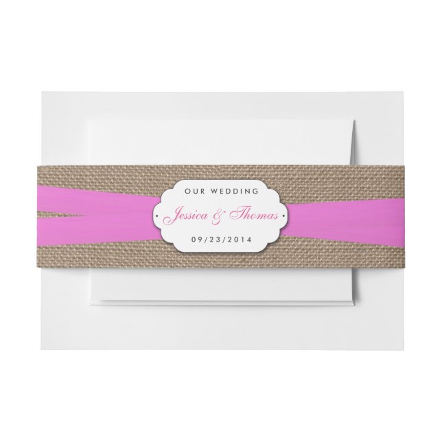 Die rustikale rosa Bow-Hochzeitskollektion Einladungsbanderole (Vorderseite Beispiel)
