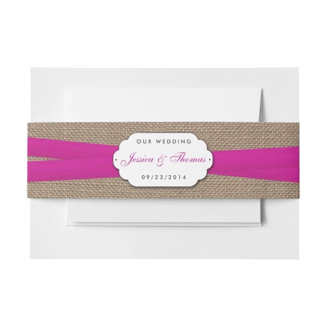 Die rustikale rosa Bow-Hochzeitskollektion Einladungsbanderole (Vorderseite Beispiel)