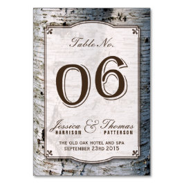 Die rustikale Silberbaum-Hochzeitskollektion 06 Tischnummer