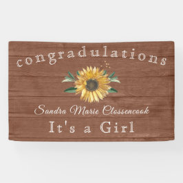 Die rustikale Sonnenblume ist eine Girl Brown Wood Banner