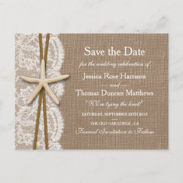 Die rustikale Starfish-Sammlung Save the Date Ankündigungspostkarte