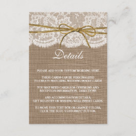 Die rustikale Twine Bow Wedding Collection Begleitkarte
