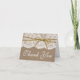 Die rustikale Twine Bow Wedding Collection Dankeskarte