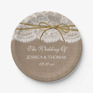 Die rustikale Twine Bow Wedding Collection Pappteller