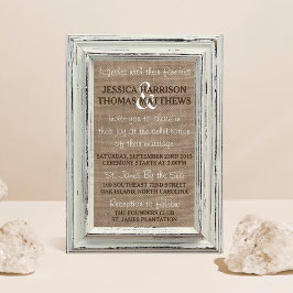 Die rustikale White Frame & Burlap Wedding Collect Einladung