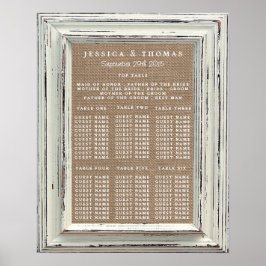 Die rustikale White Frame & Burlap Wedding Collect Poster