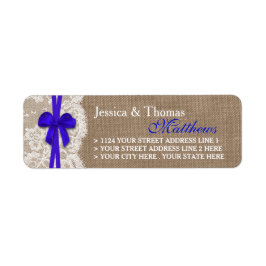 Die rustikalen Blue Bow Wedding Collection Labels