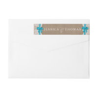Die rustikalen Blue Bow Wedding Collection Labels