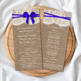 Die rustikalen Blue Bow Wedding Programme