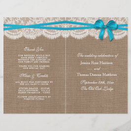 Die rustikalen Blue Bow Wedding Programme