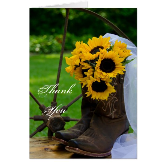 Die rustikalen Wedding Sonnenblume-Cowboystiefel Karte