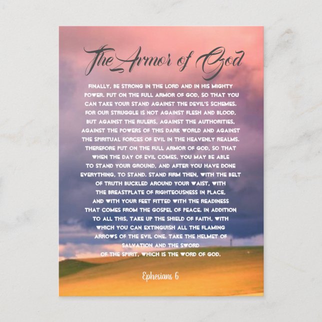 Die Rüstung Gottes, die Ephesianer 6 Postkarte (Vorderseite)