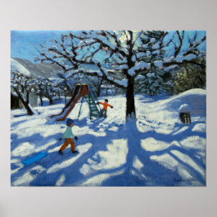 Die Rutsche im Winter Bourg St Moritz Poster