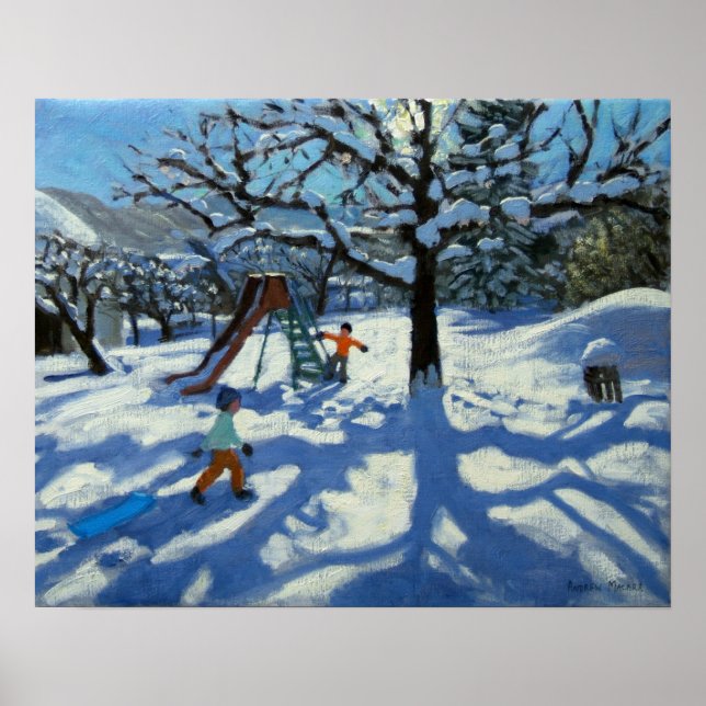 Die Rutsche im Winter Bourg St Moritz Poster (Vorne)