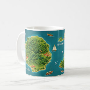 Die Saintes – Illustrierte Inselkarte Kaffeetasse