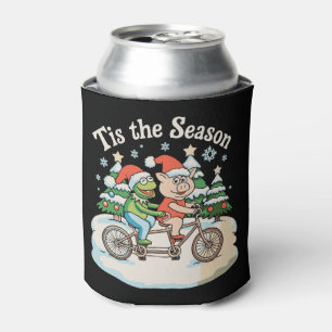 Die Saison Frosch Kröte Fahrrad Weihnachtsmann Wei Dosenkühler