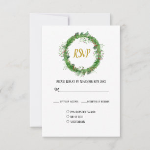 Die Saison für die Hochzeit Winterliche Grünpfla RSVP Karte