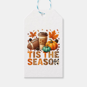 Die Saison Herbstzeit mit Football und Kaffee Geschenkanhänger