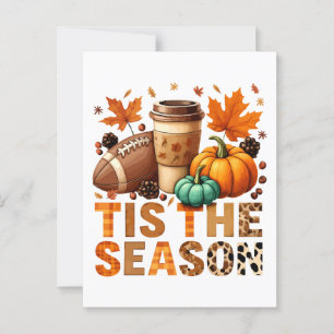 Die Saison Herbstzeit mit Football und Kaffee Postkarte