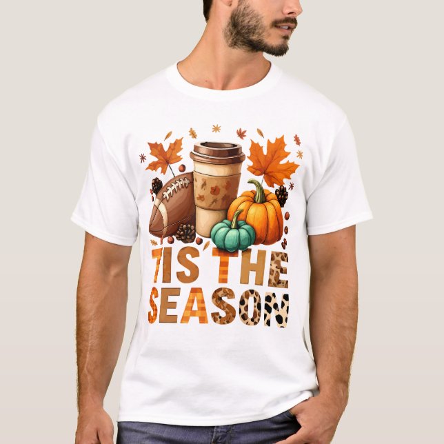 Die Saison Herbstzeit mit Football und Kaffee T-Shirt (Vorderseite)