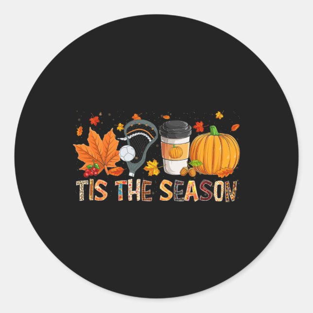 Die Saison Leopard Pumpkin Lacrosse Halloween Fall Runder Aufkleber (Vorderseite)