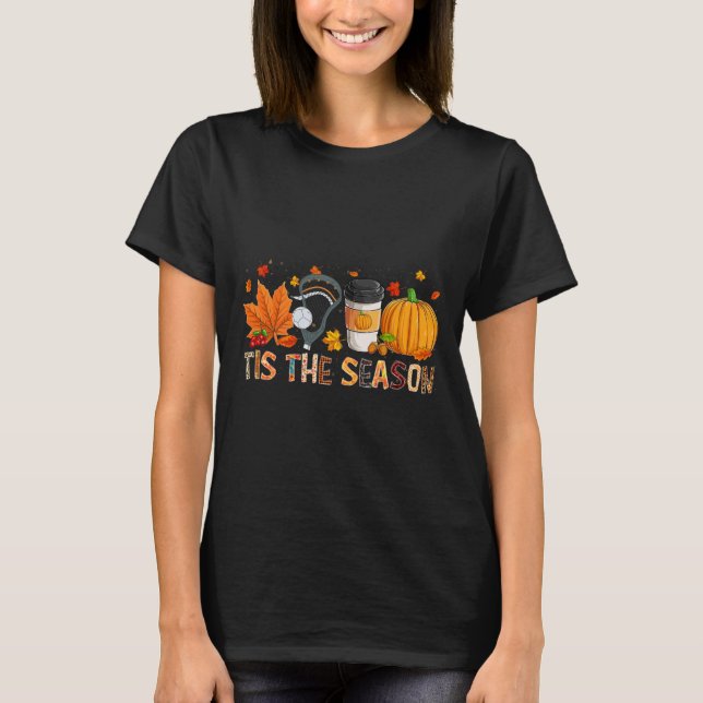 Die Saison Leopard Pumpkin Lacrosse Halloween Fall T-Shirt (Vorderseite)