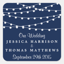 Die Saitenleuchten an der Blue Wedding Collection Quadratischer Aufkleber