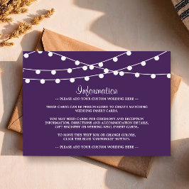 Die Saitenleuchten auf der Lila Hochzeitskollektio Begleitkarte