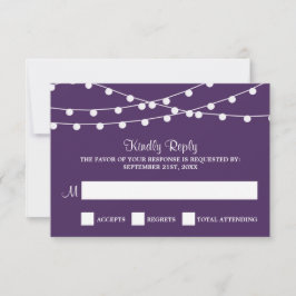 Die Saitenleuchten auf der Lila Hochzeitskollektio RSVP Karte