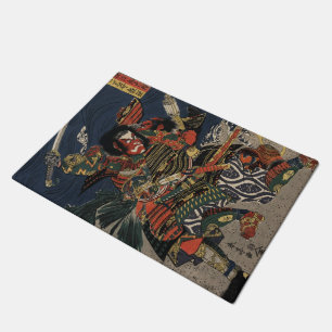 Die Samurai-Krieger Tadanori und Noritsune Fußmatte