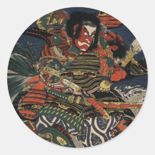 Die Samurai-Krieger Tadanori und Noritsune Runder Aufkleber