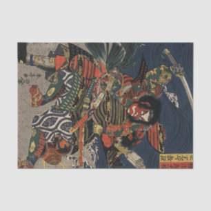 Die Samurai-Krieger Tadanori und Noritsune Seidenpapier