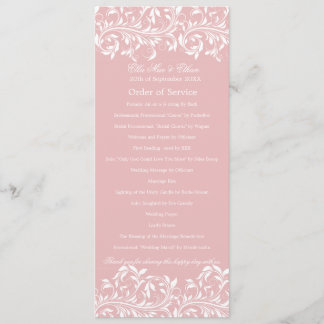 Die Sarah Jane Pink & White Order of Service Programm