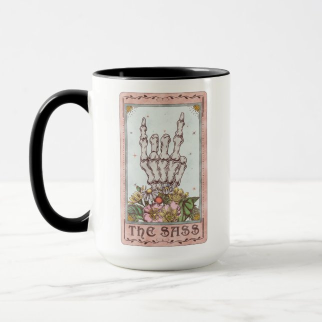 Die Sass Tarot Card Funny Tarot Sassy Skelett Tasse (Links)