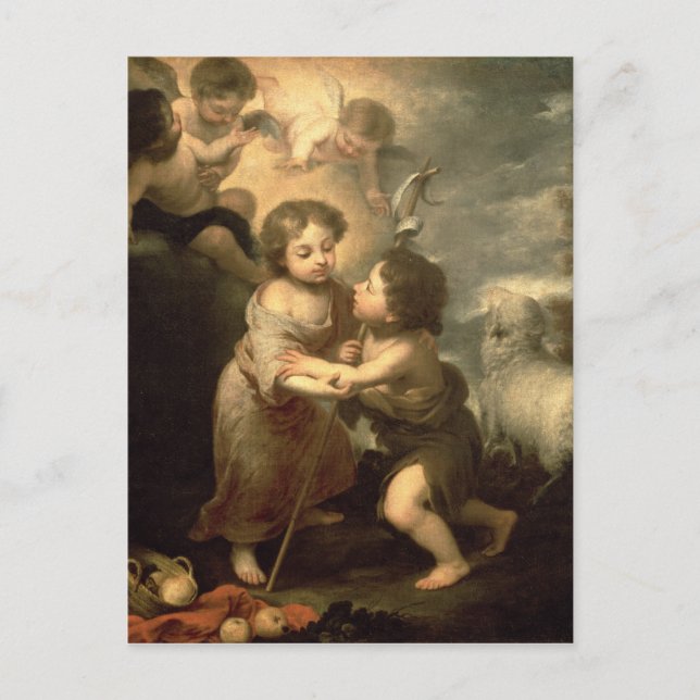 Die Säuglinge Christus und Johannes der Täufer Postkarte (Vorderseite)