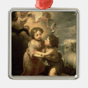 Die Säuglinge Christus und Johannes der Täufer Silbernes Ornament