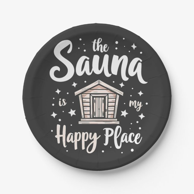 Die Sauna ist mein glücklicher Ort Pappteller (Vorderseite)