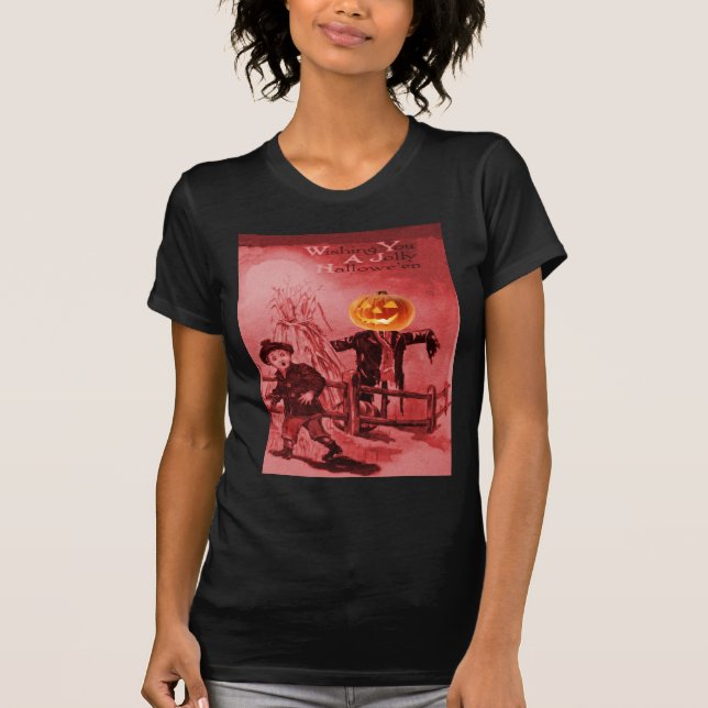 Die Scarecrow (Vintage Halloweenkarte) T-Shirt (Vorderseite)