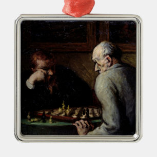 Die Schach-Spieler, c.1863-67 Silbernes Ornament