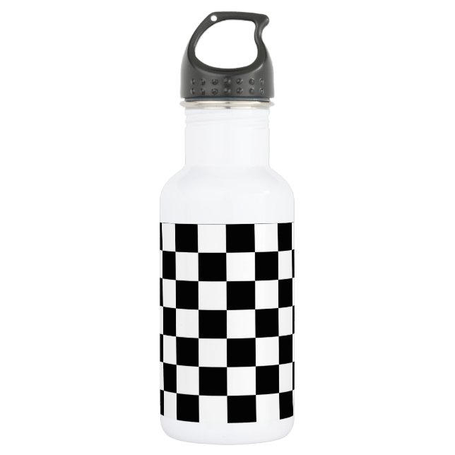 Die Schachbrett-Flagge Trinkflasche (Vorderseite)