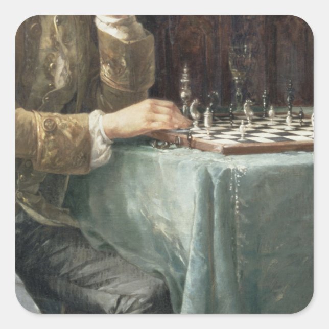 Die Schachspieler, 1887 Quadratischer Aufkleber (Vorderseite)