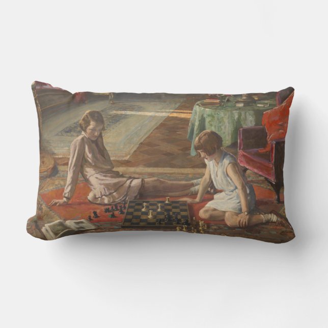 Die Schachspieler (von John Lavery) Lendenkissen (Vorderseite)