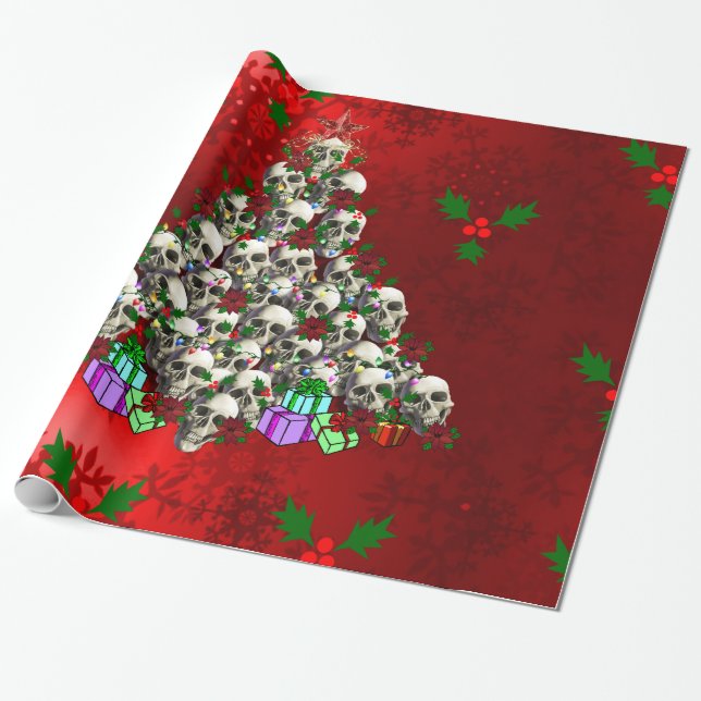 Die Schädel von Weihnachten Geschenkpapier (Ungerollt)