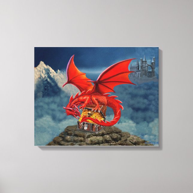 Die Schatztruhe des fliegenden Roten Drachen Leinwanddruck (Vorderseite)